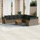 loungesæt til haven 11 dele med hynder polyrattan grå
