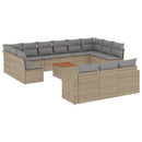 sofasæt til haven 14 dele med hynder polyrattan beige