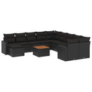 sofasæt til haven 12 dele med hynder polyrattan sort