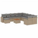 sofasæt til haven 12 dele med hynder polyrattan beige