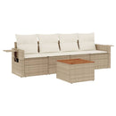 sofasæt til haven 5 dele med hynder polyrattan beige