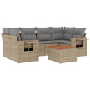 sofasæt til haven 7 dele med hynder polyrattan beige