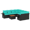 havesofasæt med 9 dele og hynder sort polyrattan
