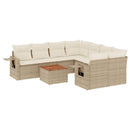 sofasæt til haven 9 dele med hynder polyrattan beige