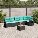havesofasæt med 7 hynder sort polyrattan