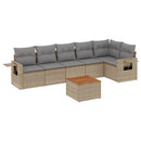 sofasæt til haven 7 dele med hynder polyrattan beige