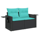 havesofasæt med 7 hynder sort polyrattan