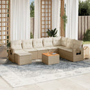 sofasæt til haven 9 dele med hynder polyrattan beige