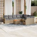 sofasæt til haven 10 dele med hynder polyrattan beige