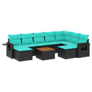 havesofasæt med 10 hynder sort polyrattan