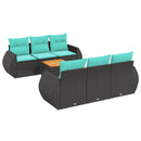 havesofasæt med 7 hynder sort polyrattan