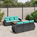 havesofasæt med 7 hynder sort polyrattan