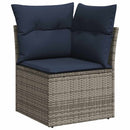 havesofasæt med 8 hynder grå polyrattan