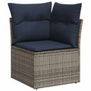 havesofasæt med 9 dele og hynder grå polyrattan