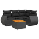 sofasæt til haven 5 dele med hynder polyrattan sort