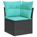 havesofasæt med 5 dele og hynder sort polyrattan