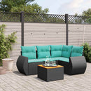 havesofasæt med 5 dele og hynder sort polyrattan