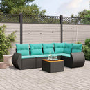 havesofasæt med 6 hynder sort polyrattan