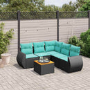 havesofasæt med 6 hynder sort polyrattan