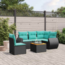 havesofasæt med 6 hynder sort polyrattan