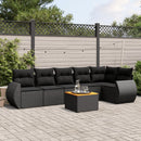 sofasæt til haven 7 dele med hynder polyrattan sort