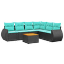 havesofasæt med 7 hynder sort polyrattan