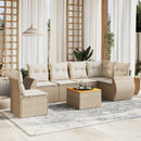 sofasæt til haven 7 dele med hynder polyrattan beige