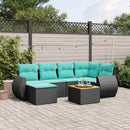 havesofasæt med 7 hynder sort polyrattan