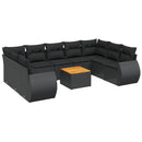 sofasæt til haven 10 dele med hynder polyrattan sort