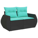 havesofasæt med 10 hynder sort polyrattan