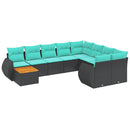 havesofasæt med 10 hynder sort polyrattan