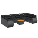 sofasæt til haven 11 dele med hynder polyrattan sort
