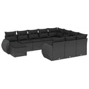 sofasæt til haven 11 dele med hynder polyrattan sort