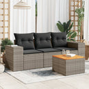 sofasæt til haven 4 dele med hynder polyrattan grå