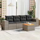 sofasæt 5 dele med hynder polyrattan grå