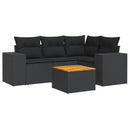 sofasæt til haven 5 dele med hynder polyrattan sort