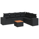 sofasæt til haven 7 dele med hynder polyrattan sort