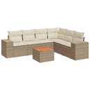 sofasæt til haven 7 dele med hynder polyrattan beige