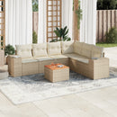 sofasæt til haven 7 dele med hynder polyrattan beige