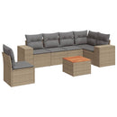 sofasæt til haven 7 dele med hynder polyrattan beige