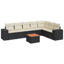 sofasæt til haven 8 dele med hynder polyrattan sort
