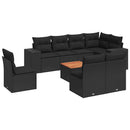 sofasæt til haven 9 dele med hynder polyrattan sort