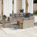 sofasæt til haven 9 dele med hynder polyrattan beige