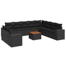 sofasæt til haven 11 dele med hynder polyrattan sort