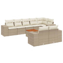 sofasæt til haven 9 dele med hynder polyrattan beige