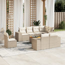 sofasæt til haven 9 dele med hynder polyrattan beige