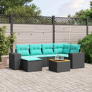 havesofasæt med 7 hynder sort polyrattan