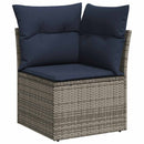 havesofasæt med 7 dele og hynder grå polyrattan