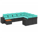 havesofasæt med 10 hynder sort polyrattan