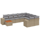 sofasæt til haven 10 dele med hynder polyrattan beige